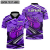 Custom Bowling And Pins Purple Fire Customized Name, Team Name 3D Jersey Shirt For Men