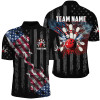 Custom Bowling And Pins Black American Flag Smoke Customized Name, Team Name 3D Jersey Shirt For Men