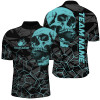 Custom Bowling And Pins Black Skull Camo Customized Name, Team Name 3D Jersey Polo Shirt For Men