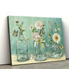 Thankful Grateful Blessed Wall Art Canvas Butterfly Flower Christian Decor - Religious Posters