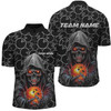 Custom Bowlers Outfits Skull Multi Color Bowling Quarter Zip Shirts Men Bowling League Team Jerseys