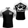 Custom Black & White Bowling Shirt for Men Custom Bowling Team Jersey Bowling Quarter-zip Shirt