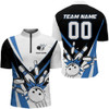 Custom Multi Color Bowling Quarter-Zip Shirt for Men Custom Name Number Bowling Team Shirt Bowlers Jersey