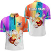 Custom Rainbow Custom Bowling Shirt for Men Bowling Jersey Bowling Team League Quarter-Zip Shirt