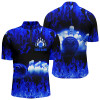 Custom Multi Color Flame Men's Bowling Quarter Zip Shirts, Personalized Cool Bowling Team League Bowling Shirts