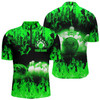 Custom Multi Color Flame Men's Bowling Quarter Zip Shirts, Personalized Cool Bowling Team League Bowling Shirts