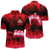 Custom Multi Color Flame Men's Bowling Quarter Zip Shirts, Personalized Cool Bowling Team League Bowling Shirts