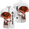 Custom Multi Color Camo Skull Bowling Quarter Zip Shirts Men Team Bowling Jerseys Bowling League Outfit