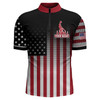 Custom American Bowling Jersey Men Custom Black Bowling Quarter-Zip Shirt Team Patriot Bowling Shirt