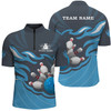 Custom Men's Bowling Quarter Zip Shirts Custom Multi Color Bowling Ball Pins Team League Jersey, Bowling Gift