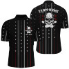 Custom Skull Star Bowling Quarter Zip Shirts For Men, Bowling Pin Custom Team's Name Bowler Jerseys
