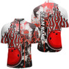 Custom Multicolor Camo Flame Bowling Quarter Zip Shirts Men Custom Bowling Team Jerseys Bowling Shirts