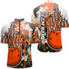 Custom Multicolor Camo Flame Bowling Quarter Zip Shirts Men Custom Bowling Team Jerseys Bowling Shirts