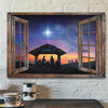Landscape Jesus Canvas Prints - Bible Verse Canvas - God Wall Art - Wooden Window Beautiful Halo Night - Jesus Christ Poster - Ciaocustom