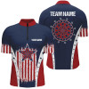 Custom Retro American Flag Darts Quarter Zip Shirt Personalized Patriotic Darts Jerseys For Men