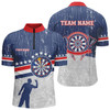 Custom Retro American Flag Darts Quarter Zip Shirt Personalized Patriotic Darts Jerseys For Men