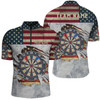 Custom Retro American Flag Darts Quarter Zip Shirt Personalized Patriotic Darts Jerseys For Men