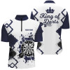 Custom King Of Darts Navy White Darts Quarter Zip Shirt Custom Cool Darts Jersey For Men