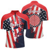 Custom Water Color American Flag Patriotic Darts Quarter Zip Shirt Custom Name Dart Jersey For Men