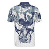 Men Polo Shirt - Blue And White Camouflage Golf Set Short Sleeve Skull Golf Polo Shirt, Best Camo Golf Shirt For Men