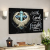 Bible Verse Canvas - Matthew 1926 With God All Things Are Possible Canvas Print - Scripture Canvas Wall Art - Ciaocustom