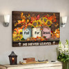 Sunflower And Maple - Fall For Jesus He Never Leaves Canvas Wall Art - Bible Verse Canvas - Scripture Canvas Wall Art - Ciaocustom