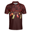 Christmas Golf Polo Shirts - Mens Golf Polo Shirts Short Sleeve - Red Christmas Pattern Shirt Dry Fit - Christmas Shirt Idea Gift For Men - Best Gift For Golf Lovers