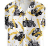Tractors On Wheat Pattern Summer Clothes Hawaiian Shirt, Button Up Aloha Shirt For Men, Women