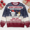 FUNSTUFFPRINT Custom Meowy Christmas Human Servant  Ugly Sweater
