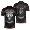 Cycling Skeleton Short Sleeve Polo Shirt, Black Skull Cyclist Shirt For Men, Polo Shirt Gift For Men