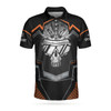 Cycling Skeleton Short Sleeve Polo Shirt, Black Skull Cyclist Shirt For Men, Polo Shirt Gift For Men