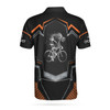 Cycling Skeleton Short Sleeve Polo Shirt, Black Skull Cyclist Shirt For Men, Polo Shirt Gift For Men