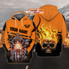 FUNSTUFFPRINT Blue & Red Fire Trucker   3D Hoodie and Zip Hoodie