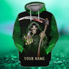 FUNSTUFFPRINT  FGREEN SKULL - Personalized Name  3D Hoodie and Zip Hoodie