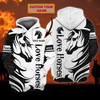 FUNSTUFFPRINT Horse 4 - Personalized Name  3D Hoodie and Zip Hoodie