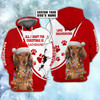 FUNSTUFFPRINT Love Dachshund - Personalized Name  - Tad 165   3D Hoodie and Zip Hoodie