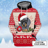 FUNSTUFFPRINT Xmas Dachshund - Personalized Name  3D Hoodie and Zip Hoodie