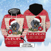 FUNSTUFFPRINT Xmas Dachshund - Personalized Name  3D Hoodie and Zip Hoodie