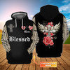 FUNSTUFFPRINT Blessed - Personalized Name   3D Hoodie and Zip Hoodie