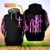 FUNSTUFFPRINT Pink Ribbon Cross - Personalized Name   3D Hoodie and Zip Hoodie