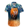 3D Fox Hawaii Shirt, Hawaiian Shirts for Men Print Button Down Shirt
