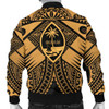 FUNSTUFFPRINTINT Guam Polynesian Men’s Bomber Jacket – Guam Gold Seal with Polynesian Tattoo  3D Bomber Jacket