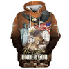 FUNSTUFFPRINT One Nation Under God Bald Eagle American Flag and Lion Hoodies Men & Women Christian 3D Hoodie and Zip Hoodie