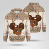 FUNSTUFFPRINT 3D Christmas Santa Reindeers Black Girl All Over 3D Hoodie and Zip Hoodie