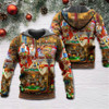 FUNSTUFFPRINT 3D Christmas Poker Gambling Santa And Friends Play Poker All Over 3D Hoodie and Zip Hoodie