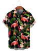 Men's Flamingo Print Casual Breathable Hawaiian Short Sleeve Shirt