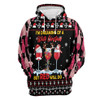 FUNSTUFFPRINT 3D Wine Red Christmas All Over 3D Hoodie and Zip Hoodie