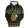 FUNSTUFFPRINT 3D Sloth Christmas All Over 3D Hoodie and Zip Hoodie