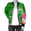 FUNSTUFFPRINTINT  Samoa Custom Personalised Women’s Bomber Jacket – Turtle Plumeria (Green) – BN18  3D Bomber Jacket