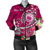 FUNSTUFFPRINTINT  Samoa Custom Personalised Women’s Bomber Jacket – Turtle Plumeria (Pink) – BN18 3D Bomber Jacket
